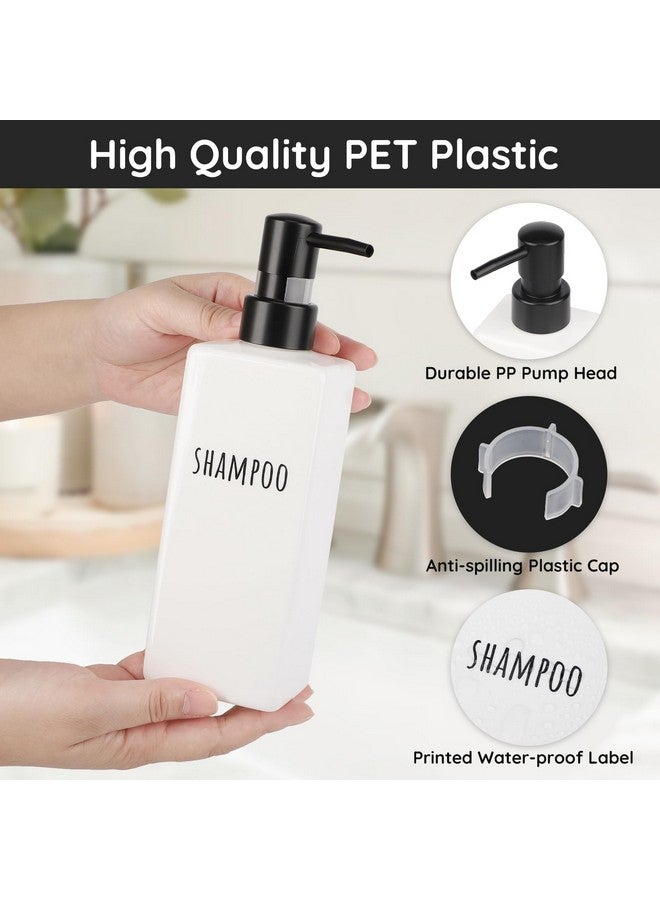 سيج بيوتي موزع صابون مربع من سيجبيوتي، عبوة من 3 قطع من موزعات الصابون البلاستيكية العصرية للحمام، زجاجة شامبو وبلسم قابلة لإعادة التعبئة سعة 16.9 أونصة، موزع صابون جل لوشن فارغ سعة 500 مل للاستحمام للجسم والحمام العصري - Image 4