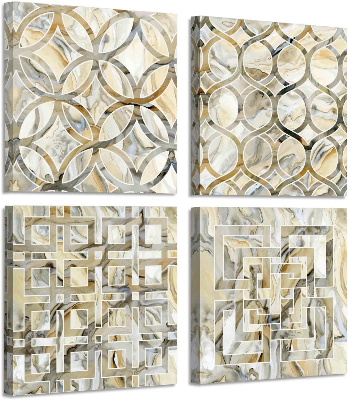 ARS Flowers Pattern Paintings Abstract Canvas Prints Wall Art for Bedroom 16x16 inches 4 Pieces Artwork Vintage Picture Ready to Hang for Home Bathroom Kitchen Office Wall decor posters Decoration