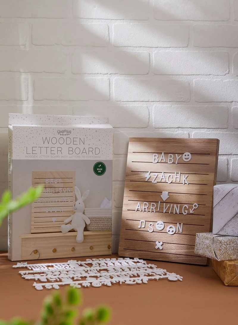 Ginger Ray Letter Board - Rectangular With White Letters - Wooden