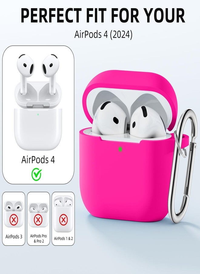 جراب شارلام متوافق مع AirPods 4 (2024)، مصنوع من السيليكون الناعم المقاوم للصدمات، جراب حماية من السقوط مع سلسلة مفاتيح، طقم تنظيف، وحزام مضاد للضياع، مناسب للرجال والنساء، لون وردي فاتح - Image 2