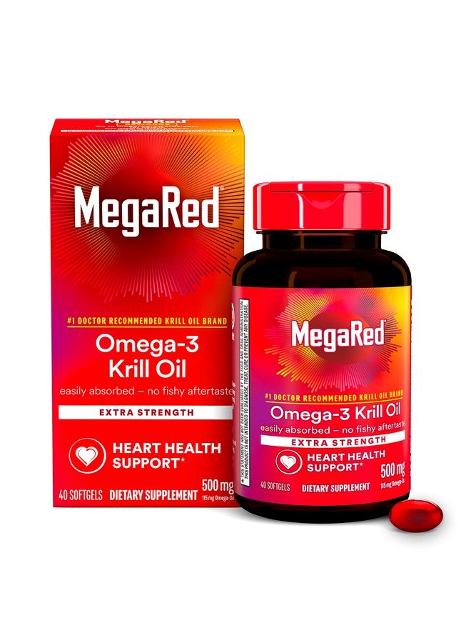 Megared Omega 3 Krill Oil Supplement 500Mg Extra Strength Softgels (40 Count In A Box) Krill Oil No Fishy Aftertaste - Image 2