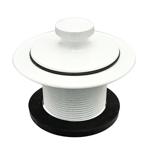 Westbrass D94K50 Twist Close Bathtub Drain Stopper with 2Hole Faceplate and Adapter Bushing Powder Coat White - Image 3