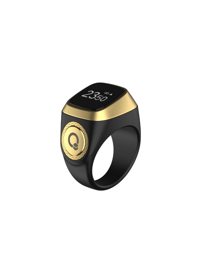 iQIBLA Size 18mm -Black E01 BG18# Bluetooth V5.1, Screen OLED display Tasbih Counter - Smart Ring - Wearable Technology - Waterproof - Max Count 65000 (Display 0.49 inch, Battery 45mAh)