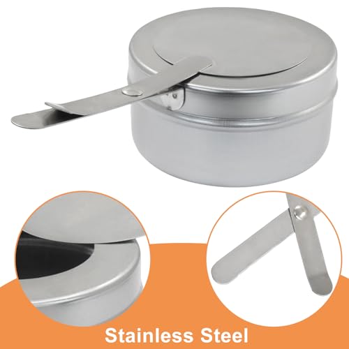 PHITUODA 8 Pack Stainless Steel Fuel Holder,Canned Heat Holder，Safety Cover Buffet Warmer, Buffet Warming Trays for Barbecue Buffets Parties(Silver) - Image 4