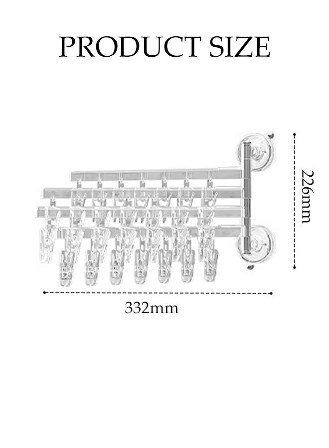 DUNISO Portable Foldable Drying Rack Wall Mount Clothes Drying Racks with Strong Suction Cup Space Saving Expandable Sock Hanger Multipurpose Clothes Rack with clips for Balcony, Laundry, Patio， Travel and Outdoor - Image 4