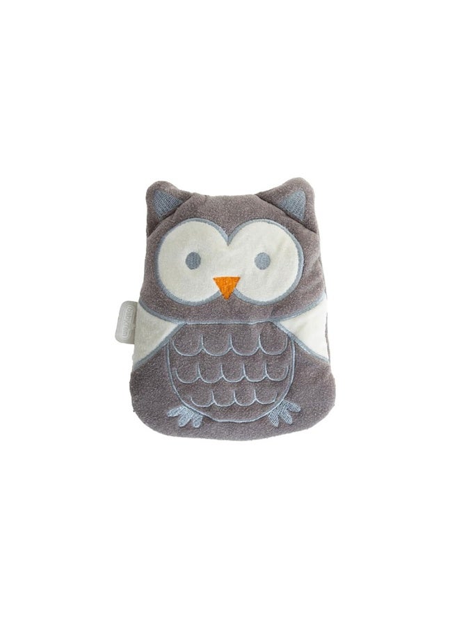 BabyJem وسادة بيبي على شكل بومة مصنوعة من المخمل ومملوءة ببذور الكرز - رمادي