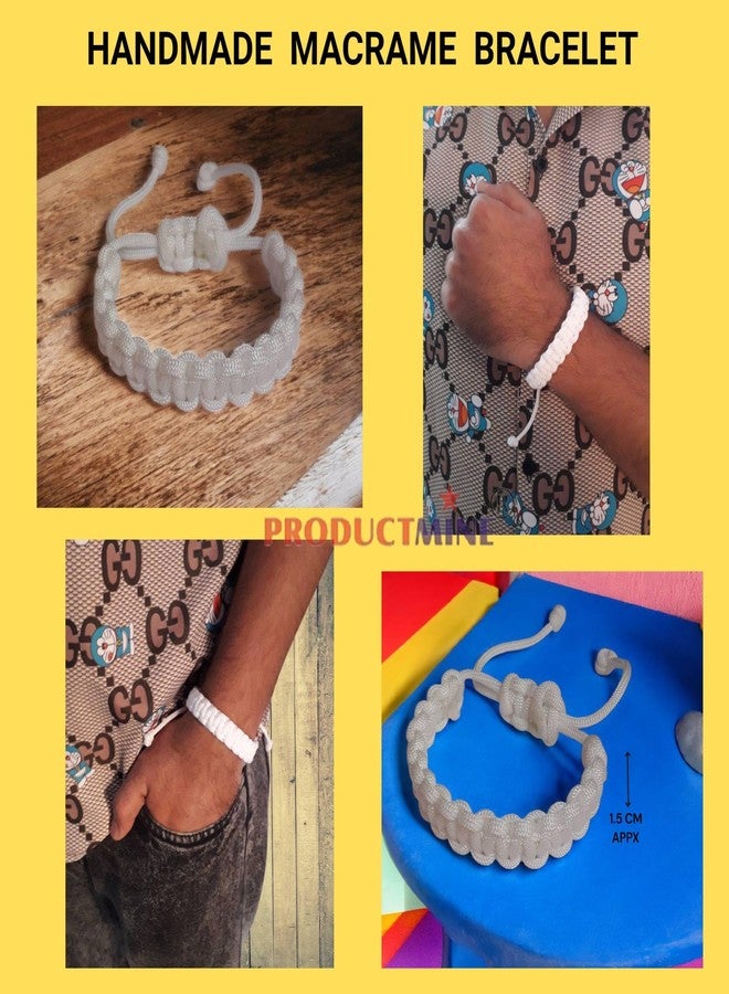 PRODUCTMINE سوار PRODUCTMINE® مصنوع يدويًا، سوار معصم قابل للتعديل، سوار صداقة للنساء والرجال، لطيف على البشرة - أبيض - Image 4