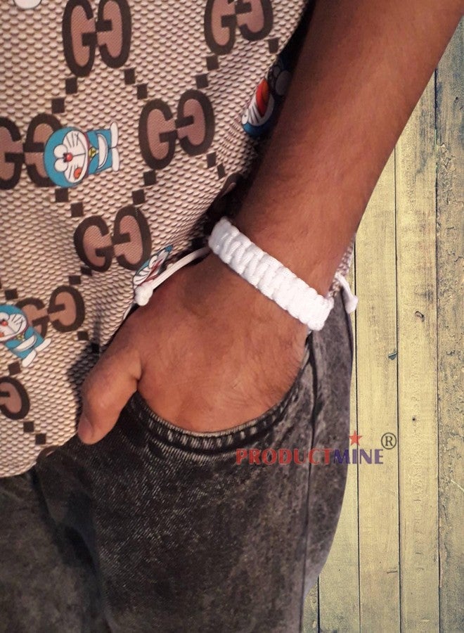 PRODUCTMINE سوار PRODUCTMINE® مصنوع يدويًا، سوار معصم قابل للتعديل، سوار صداقة للنساء والرجال، لطيف على البشرة - أبيض - Image 5