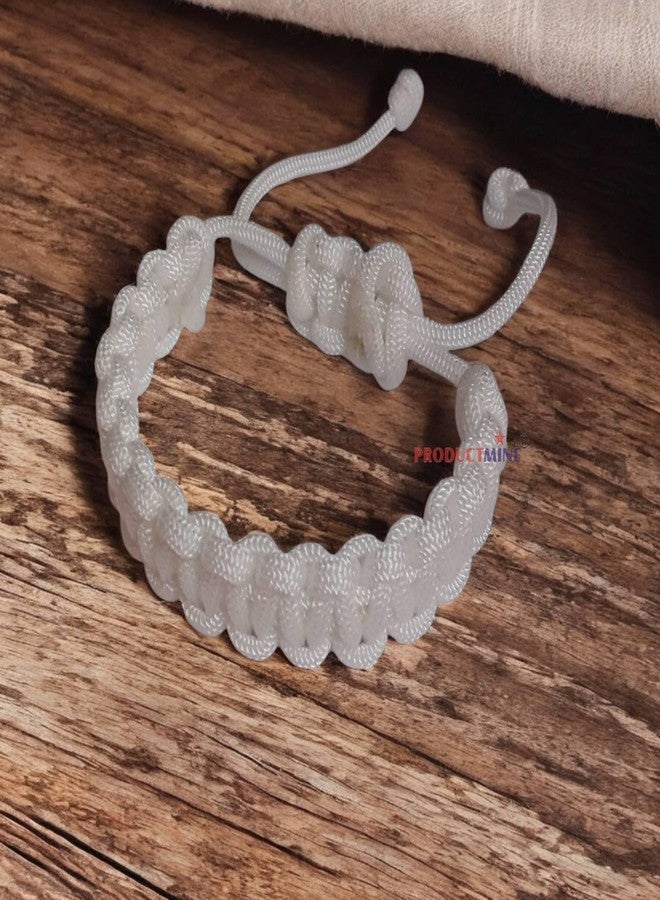 PRODUCTMINE سوار PRODUCTMINE® مصنوع يدويًا، سوار معصم قابل للتعديل، سوار صداقة للنساء والرجال، لطيف على البشرة - أبيض - Image 3