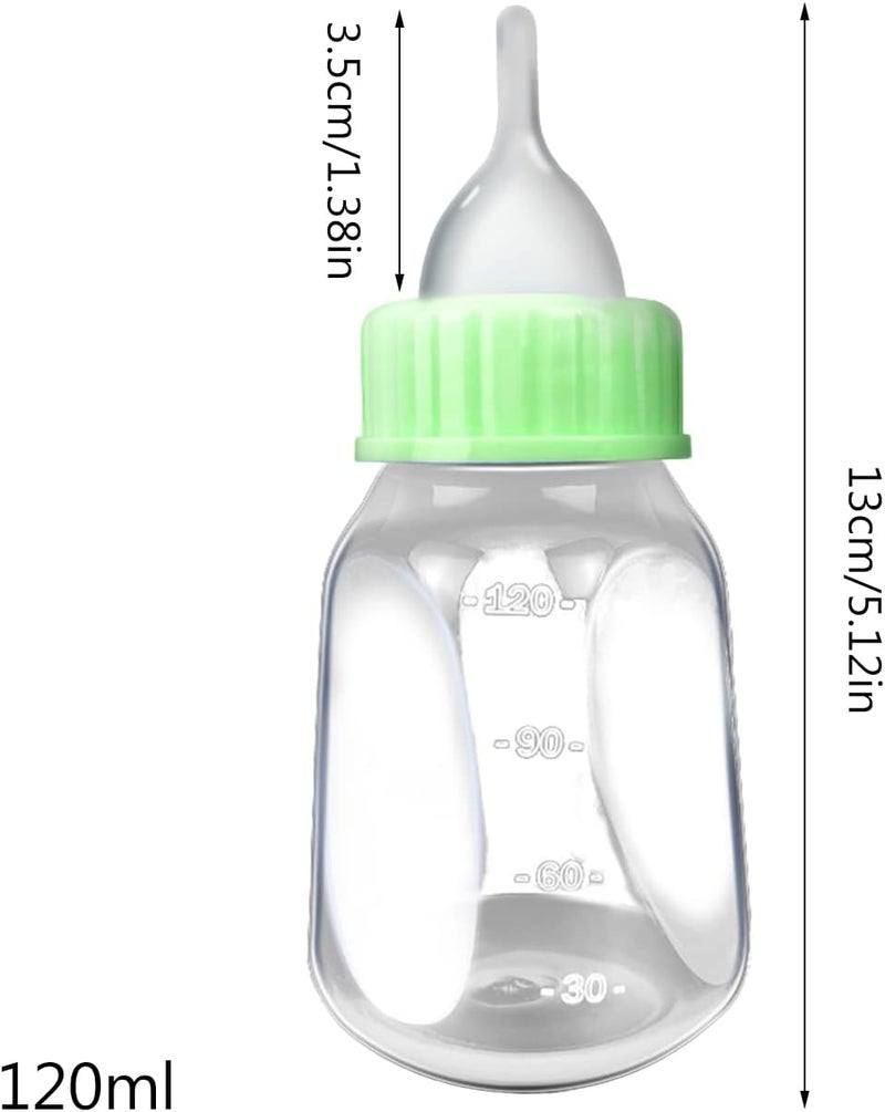 4 Pieces Pet Feeding Bottles Newborn Small Animal Milk Bottle for Kitten Puppy Nursing Nipple Brush 4oz - Yellow - Image 5