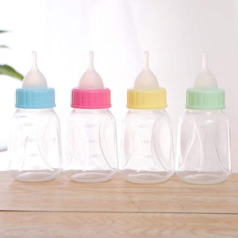 4 Pieces Pet Feeding Bottles Newborn Small Animal Milk Bottle for Kitten Puppy Nursing Nipple Brush 4oz - Yellow - Image 4