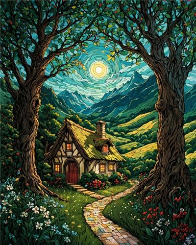 ldazao Landscape Paint By Numbers Kit for Adults Beginner Moon Forest Adult Paint By Number Kits On Canvas Adults PaintByNumber DIY Oil Painting Kits for Gift Wall Decor 16x20 Inch - Image 1