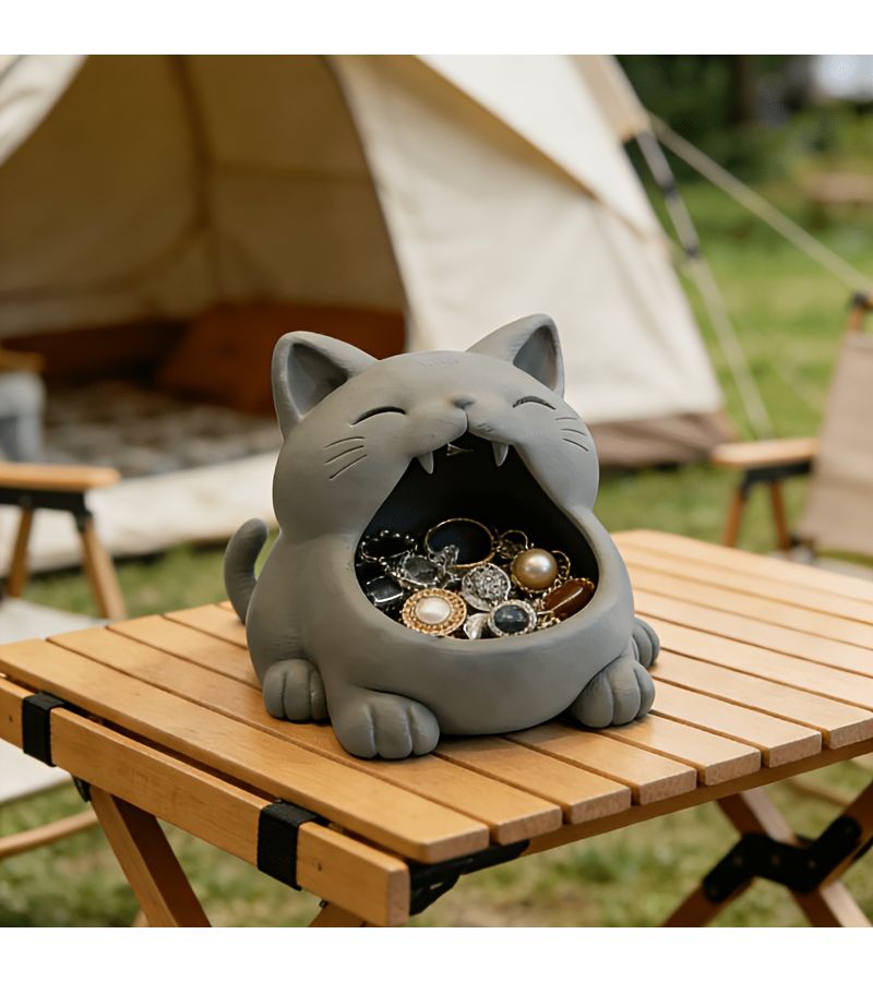 Black Cat Yawn Bowl Jewelry Storage Tray Desktop Organizer - Image 5