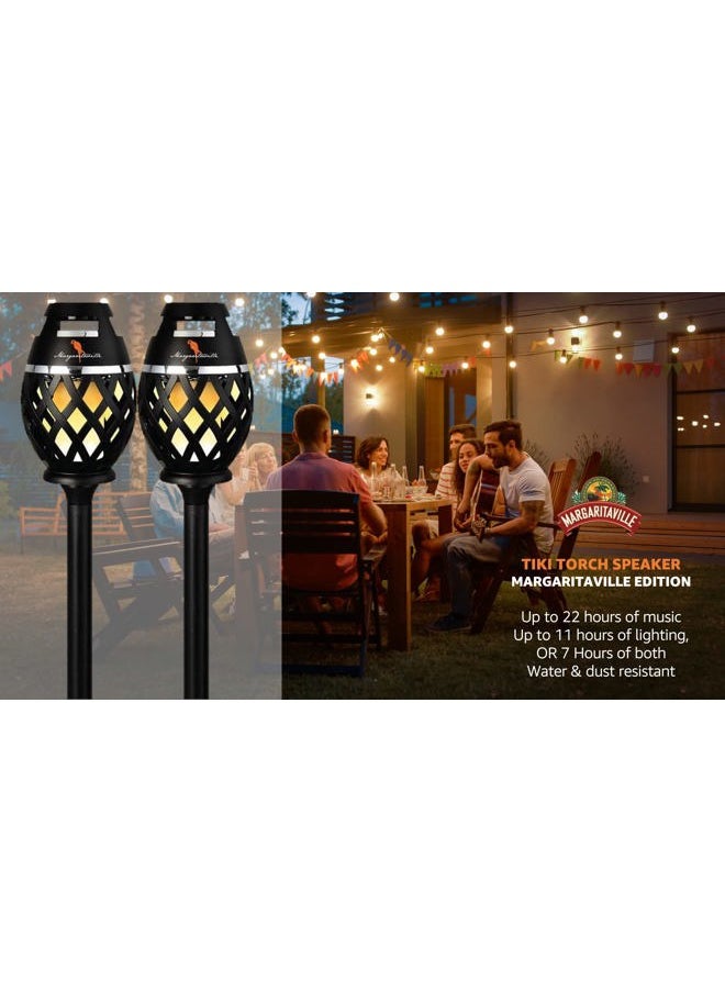 SAKAR Margaritaville Tiki Torch - Waterproof Bluetooth Speaker, Portable Party Speaker with Flickering LED Lights, Perfect for Travel, Parties, Yards, and Pools (2 Pack)  - Image 2