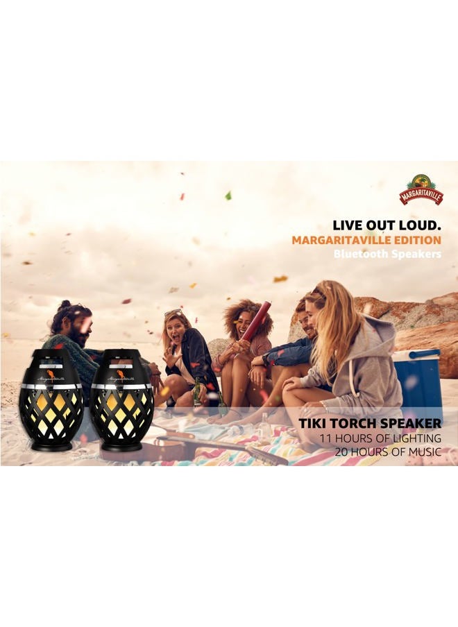 SAKAR Margaritaville Tiki Torch - Waterproof Bluetooth Speaker, Portable Party Speaker with Flickering LED Lights, Perfect for Travel, Parties, Yards, and Pools (2 Pack)  - Image 5