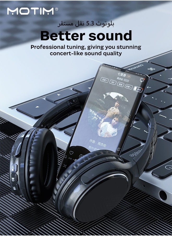 Motim Wireless On Ear Bluetooth Headphones, Foldable Design Headphones, Noise Cancelling, 15H Playtime, Hi-Res Audio, Pure Bass, Lightweight and Comfortable  - Image 2