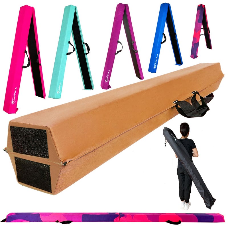 Marfula 6 FT / 8 FT / 9 FT Folding Gymnastics Beam Foam Balance Floor Beam - Extra Firm - Suede Cover - Anti Slip Bottom with Carry Bag For Kids/Adults Home Use - Image 1