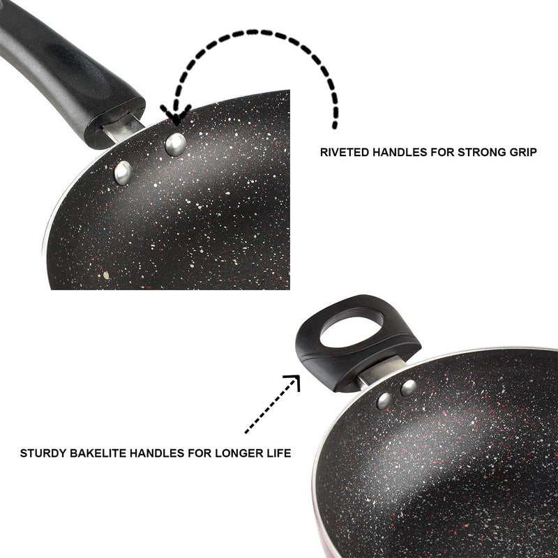 VINOD Vinod Supreme Plus Non Stick Cookware Set of 3 | Frypan, Kadai with lid, and Dosa Tawa | 5-Ply Aluminum Layer (3mm Thick) | Gas and Induction Base | 2 Year Warranty - Image 3