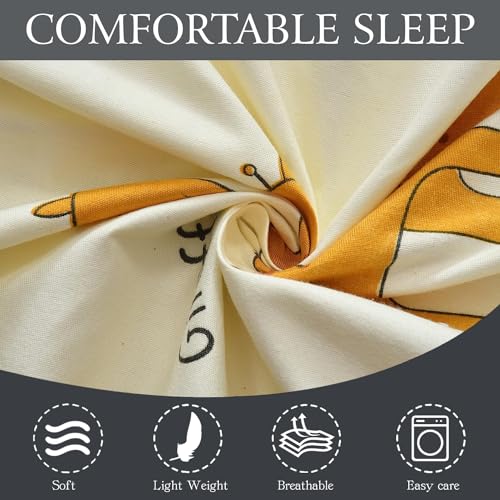 FRESH FROM LOOM Glace Cotton Wrinkle Free Soft Hypoallergenic Bed Sheet with 2 Pillow Cover,Cartoon Printed,Double Bed King Size Bedsheet for Kids Room Boys Girls(90x95 Inches/Cream/Animal),144 TC - Image 2