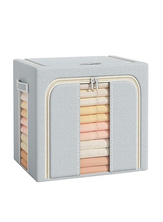 SHOPING NOW Shopping Now Foldable Clothes Storage Organizer Box 66L Saree Wardrobe Basket with Clear Window Top Open Design Ideal for Shirts Blankets and Closet Storage - Image 3