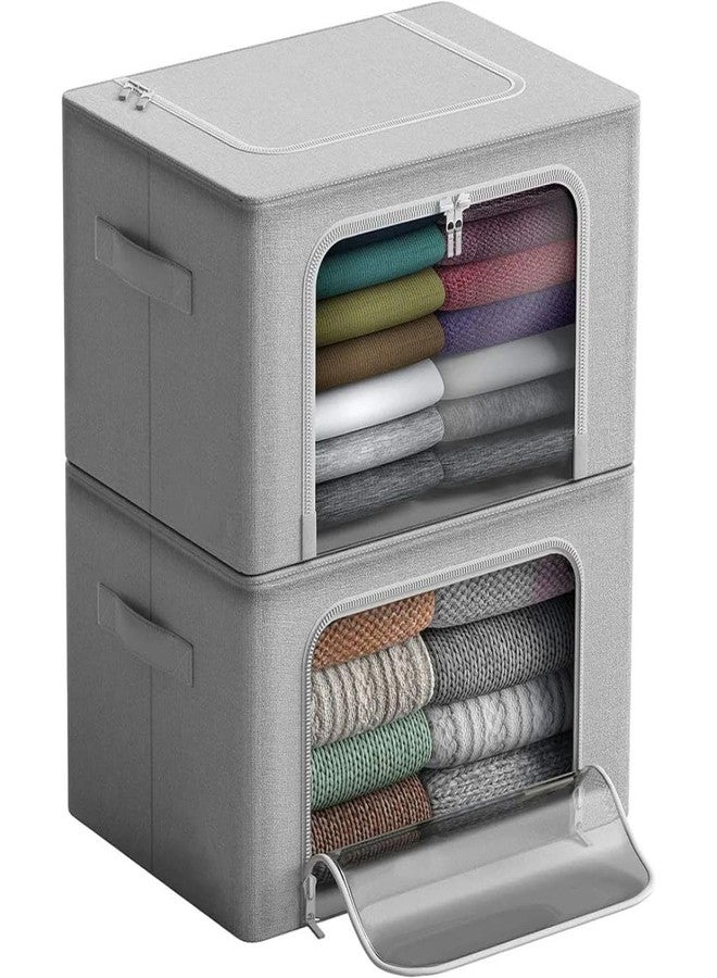 SHOPING NOW Shopping Now Foldable Clothes Storage Organizer Box 66L Saree Wardrobe Basket with Clear Window Top Open Design Ideal for Shirts Blankets and Closet Storage - Image 2
