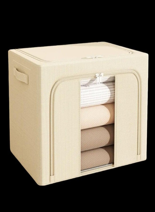 SHOPING NOW Shopping Now Foldable Clothes Storage Organizer Box 66L Saree Wardrobe Basket with Clear Window Top Open Design Ideal for Shirts Blankets and Closet Storage - Image 1