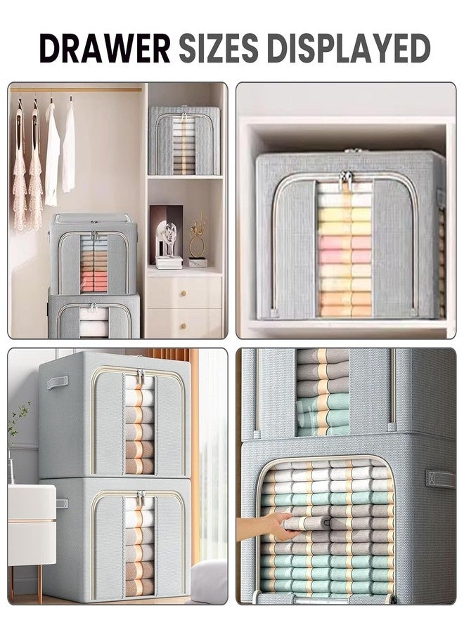 SHOPING NOW Shopping Now Foldable Clothes Storage Organizer Box 66L Saree Wardrobe Basket with Clear Window Top Open Design Ideal for Shirts Blankets and Closet Storage - Image 4