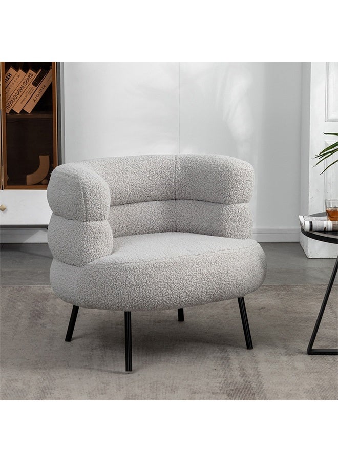 Taimi Stylish upholstered Boucle Fabric Chair with Arms, Comfortable Backrest and Metal Legs, Boucle Chair for Bedroom, Living Room and Office - Grey, 74x62x70cm - Image 3