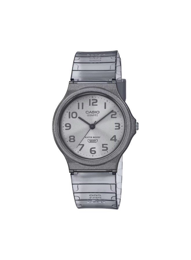 كاسيو ساعة كاسيو MQ-24S-8B للجنسين – قرص رمادي فاتح | سوار ريزن رمادي شفاف | تصميم خفيف وبسيط - Image 1