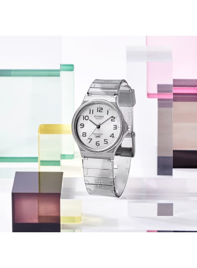كاسيو ساعة كاسيو MQ-24S-8B للجنسين – قرص رمادي فاتح | سوار ريزن رمادي شفاف | تصميم خفيف وبسيط - Image 2