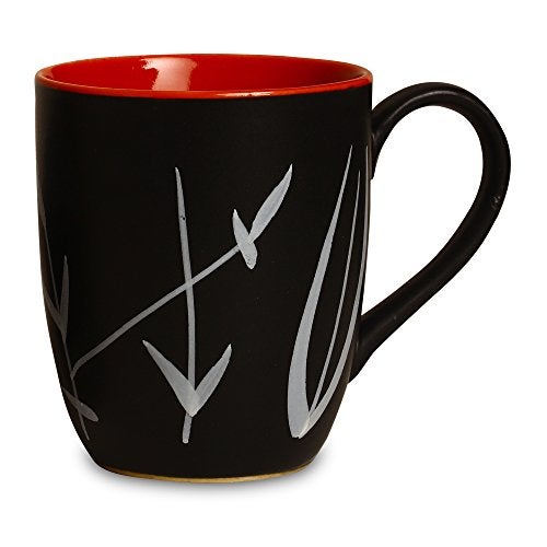 Caffeine Ceramic Stoneware Handmade Black & Red Leaf Coffee Mug(2 PC) - Image 3
