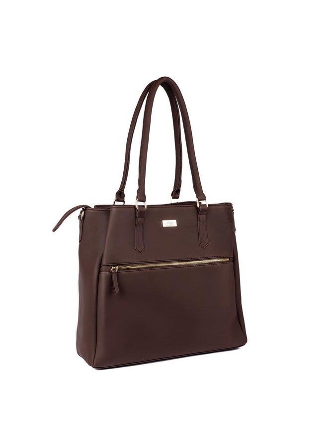 Strokes by Namrata Mehta Aspire Tote Bag | Fits 16" Laptop | Vegan Leather (Mahogany Mystique) - Image 1