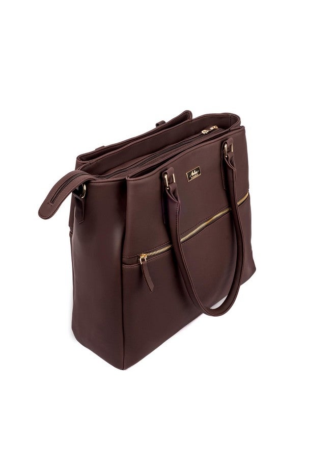 Strokes by Namrata Mehta Aspire Tote Bag | Fits 16" Laptop | Vegan Leather (Mahogany Mystique) - Image 4