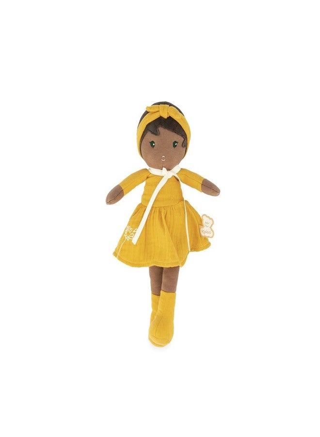 Kaloo Tendresse - My First Fabric Doll Naomie 10” Tall - Black Hair and Yellow Linen Dress - Washable - Ages 0+ - K200008 - Image 2