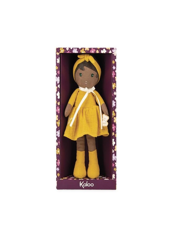 Kaloo Tendresse - My First Fabric Doll Naomie 10” Tall - Black Hair and Yellow Linen Dress - Washable - Ages 0+ - K200008 - Image 5
