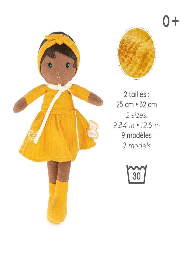 Kaloo Tendresse - My First Fabric Doll Naomie 10” Tall - Black Hair and Yellow Linen Dress - Washable - Ages 0+ - K200008 - Image 3
