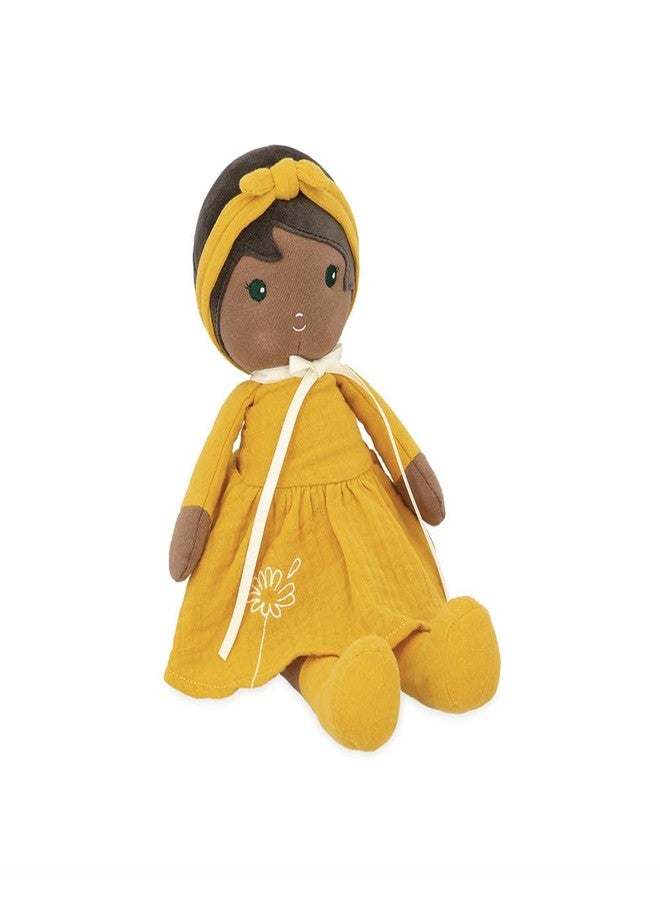 Kaloo Tendresse - My First Fabric Doll Naomie 10” Tall - Black Hair and Yellow Linen Dress - Washable - Ages 0+ - K200008 - Image 1