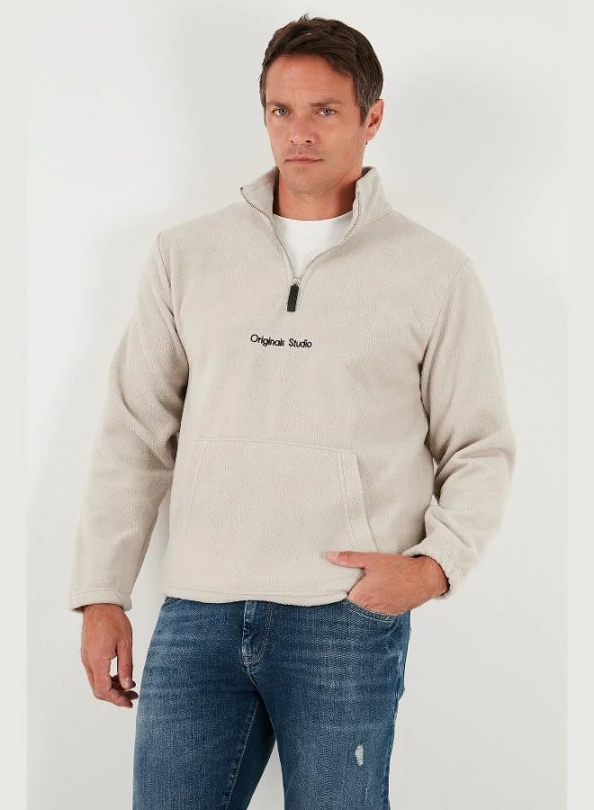 بوراتي سويت شيرت رجالي بياقة واقفة وسحاب نصي من بوراتي