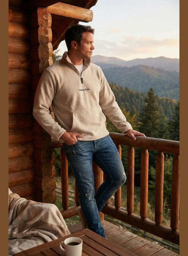 Buratti  Buratti Regular Fit Half-Zip Stand-Up Collar Soft Textured Sweatshirt Men's SWEAT 59060661 for Men | Best Price UAE