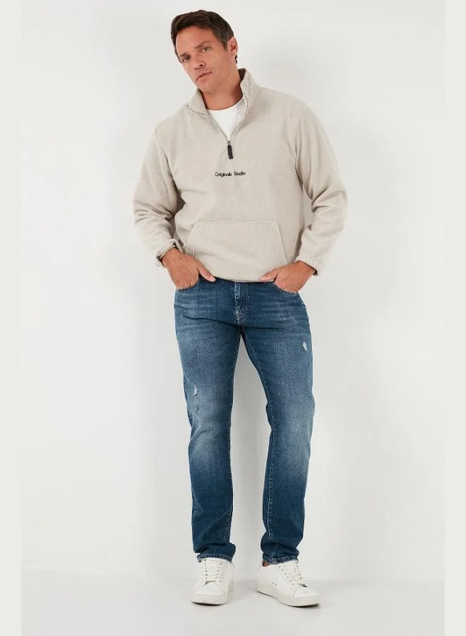 Buratti  Buratti Regular Fit Half-Zip Stand-Up Collar Soft Textured Sweatshirt Men's SWEAT 59060661 for Men | Best Price UAE