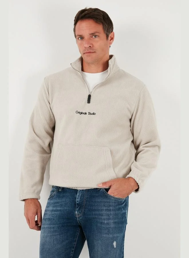 Buratti  Buratti Regular Fit Half-Zip Stand-Up Collar Soft Textured Sweatshirt Men's SWEAT 59060661 for Men | Best Price UAE