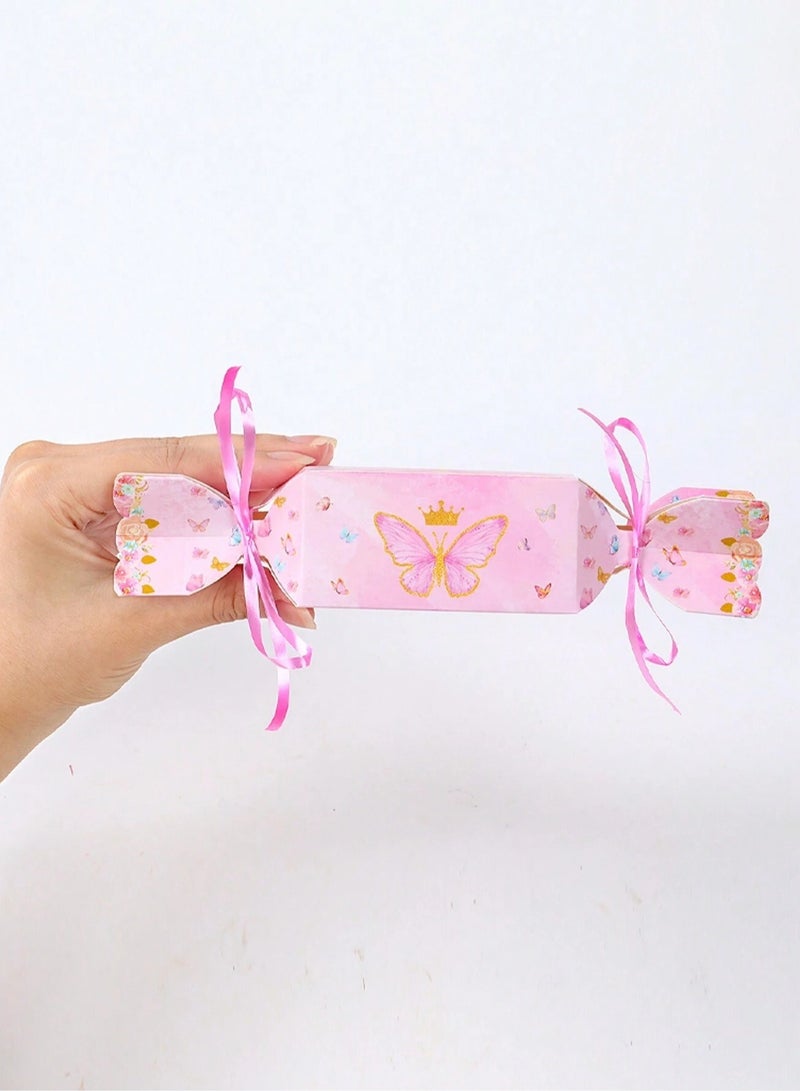 Eid gifts 6 boxes 8*20cm with a pink butterfly design, foldable with an elegant ribbon, ideal for gifts and giveaways for children on Eid, birthdays, and nature lovers. - Image 5
