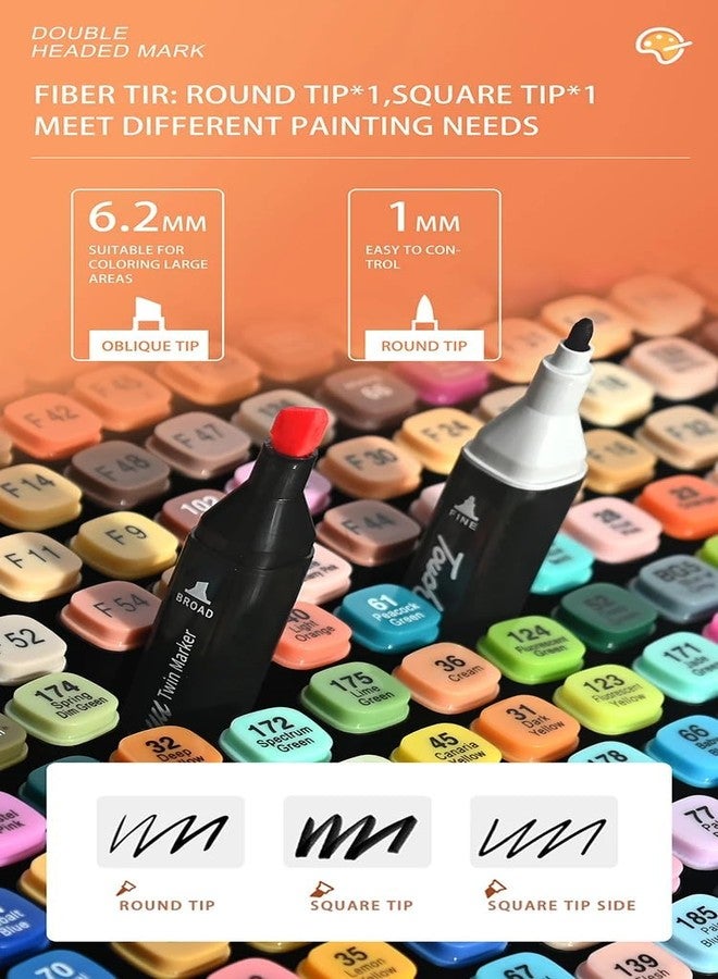 VENIQE 24 Pcs Art Marker Pen Set Dual Tips Blender Drawing Permanent Sketch Kids Adult Coloring Based Markers Artist Supplies For Coloring Pens Projects Marker Tip Sketching Paint With Carry Case,Multicolour - Image 3