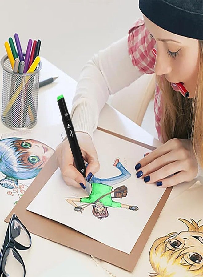 VENIQE 24 Pcs Art Marker Pen Set Dual Tips Blender Drawing Permanent Sketch Kids Adult Coloring Based Markers Artist Supplies For Coloring Pens Projects Marker Tip Sketching Paint With Carry Case,Multicolour - Image 2