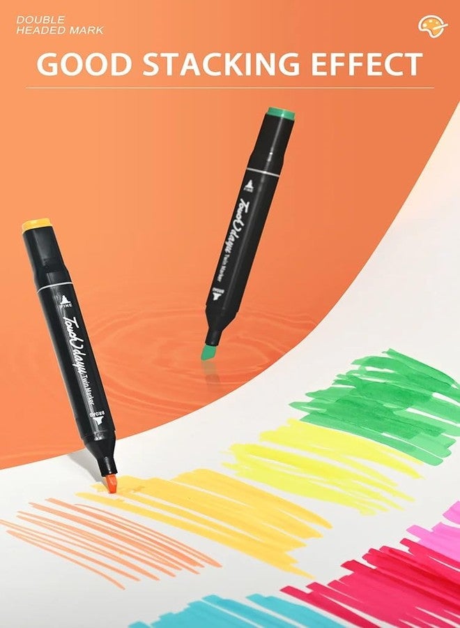 VENIQE 24 Pcs Art Marker Pen Set Dual Tips Blender Drawing Permanent Sketch Kids Adult Coloring Based Markers Artist Supplies For Coloring Pens Projects Marker Tip Sketching Paint With Carry Case,Multicolour - Image 4