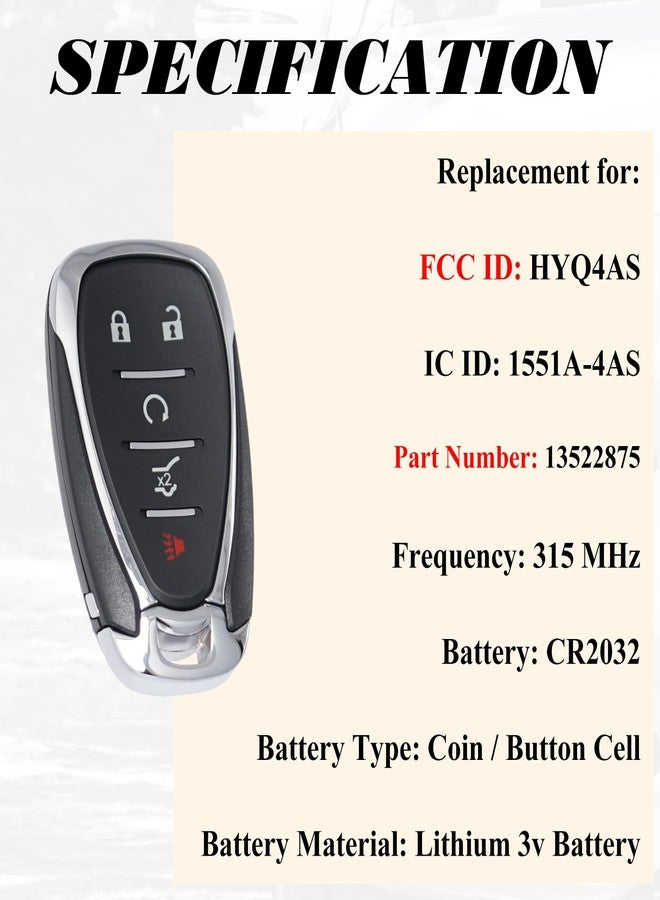 SUPALAND Key Fob Replacement Fits for Chevrolet Equinox 2016 2017 2018 2019 2020 2021 2022 2023 2024 Chevy Equinox Keyless Entry Remote Control HYQ4AS HYQ4AA 13522875 315MHz - Image 4