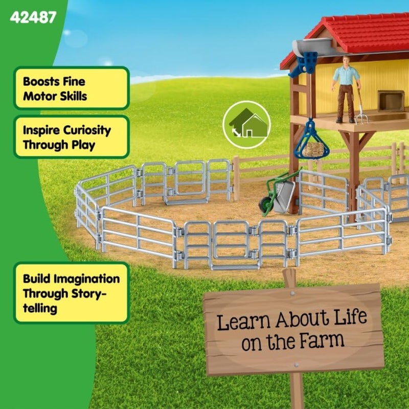 Schleich Farm World Corral Fence with Gate Toy Accessory Highly Detailed and Durable Farm Animal Toy Accessory Fun and Educational Play for Boys and Girls Gift for Kids Ages 3 Small - Image 3