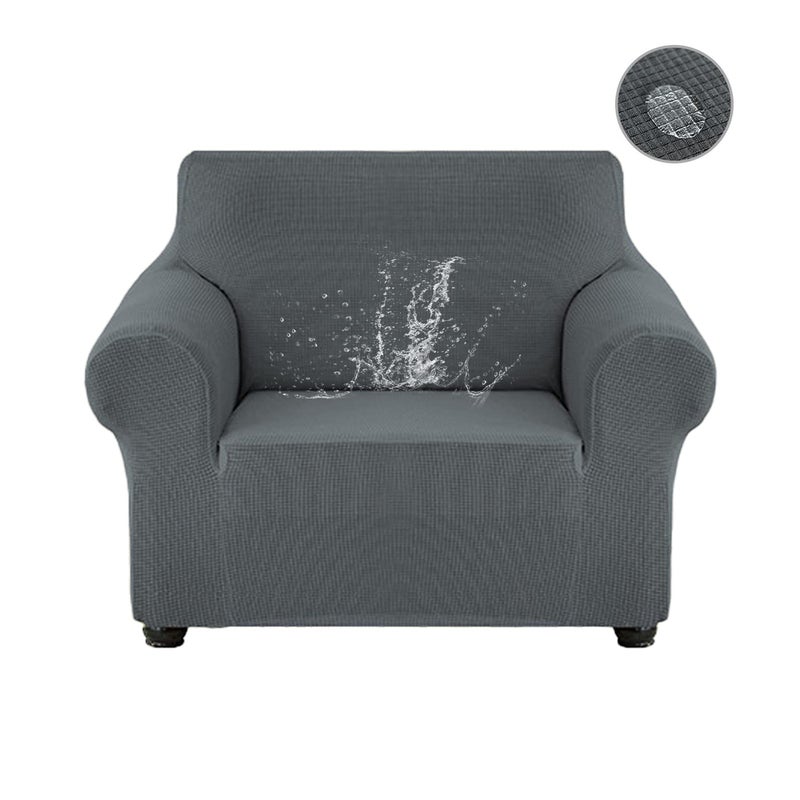 Waterproof Sofa Slipcover, Non-slip Couch Cover Leakproof Furniture Protector, Stretch Spandex Jacquard Fabric Sofa Cover with Elastic Bottom for Kids, Pets, Dog and Cat (Grey, S)
