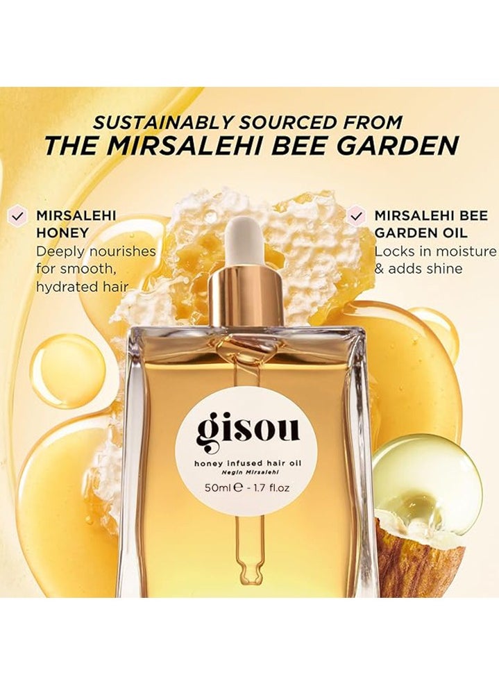 Gisou Gisou Honey Infused Hair Oil - Enriched with Mirsalehi Honey for Deep Nourishment, Hydration, Frizz Control, Heat Protection and Shine - For Damaged and Dry Hair 50ml  - Image 2