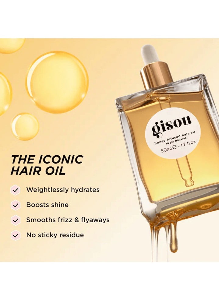 Gisou Gisou Honey Infused Hair Oil - Enriched with Mirsalehi Honey for Deep Nourishment, Hydration, Frizz Control, Heat Protection and Shine - For Damaged and Dry Hair 50ml  - Image 3